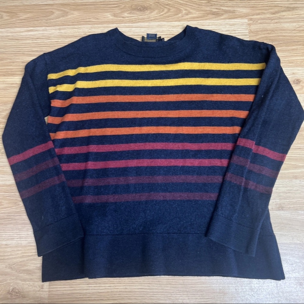 Pendleton Merino Wool Crewneck Sweater - Blue with Multicolor Stripes
